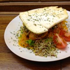 Celeriac - sandwiches with pineapple - walnut - sauce