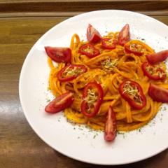 Butternut - "pasta" with orange - date - sauce
